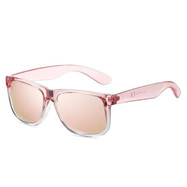 Imagem de Óculos de Sol Esportivo Retangular Unissex com Lentes Polarizadas - Ideal para Corrida, Beach Tennis e Vôlei - Proteção UV400 - Kranndom (Transparente, Rosa)