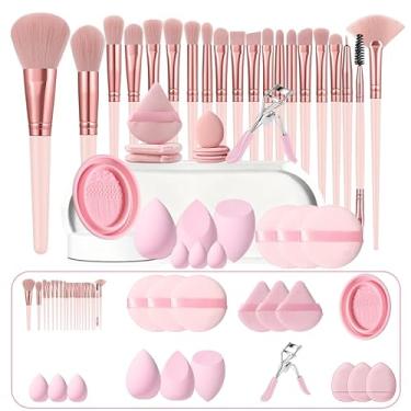 Imagem de Conjunto de 37 pincéis de maquiagem e esponjas de maquiagem para líquido, creme e pó - polido, mistura e pincel facial