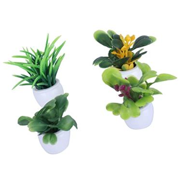 Imagem de TOPINCN 4 Pçs Mini Conjunto de Plantas de Vaso de Simulação, Suculentas Em Vasos Artificiais Com Design Cerâmico Plantas Falsas para Decoração de Mesa de Escritório Em Casa