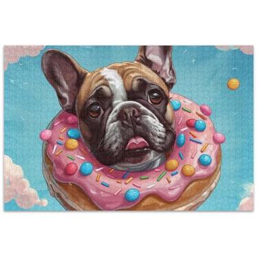 Imagem de Lindo buldogue de desenho animado donut, 500 peças, quebra-cabeça para adultos, brinquedo de arte, paisagem, jogos, presentes tecnológicos