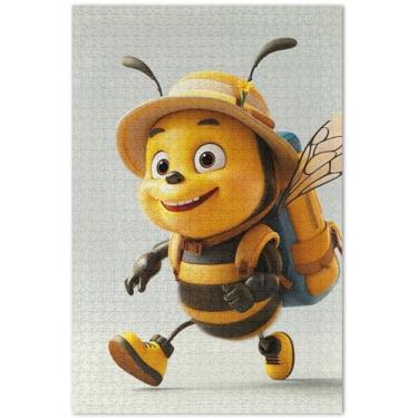 Imagem de Quebra-cabeça fofo com estampa de abelha 3D 500 peças arte floral animal adulto família quebra-cabeças amigos família presentes de jogo, 51 x 37 centímetros