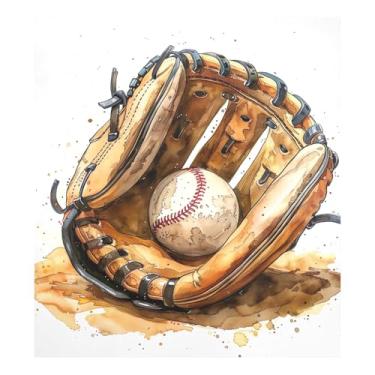 Imagem de Luva de beisebol marrom painel de lava-louças magnético cobre decoração, ímã de geladeira 58 cm L x 66 cm A