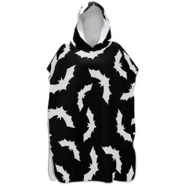 Imagem de Joisal Poncho de surfe plus size para trocador adulto toalha de natação com capuz morcego branco preto ponchos femininos com capuz