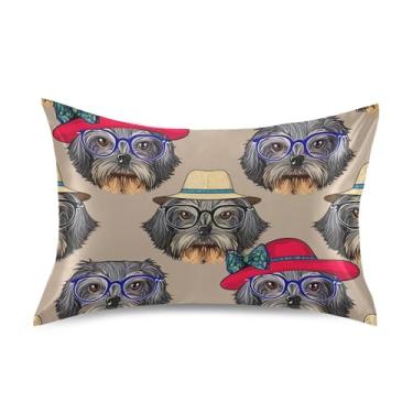 Imagem de Lindas fronhas de cetim marrom para cães adoráveis capas de travesseiro padrão king queen personalizadas para cama queen size 76,2 cm x 50,8 cm