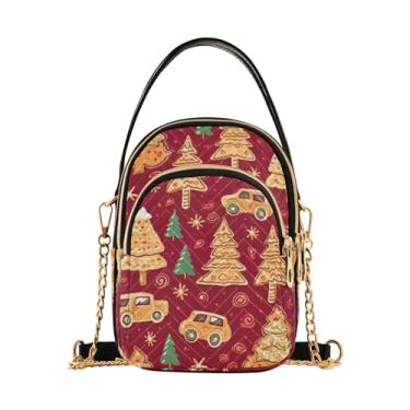 Imagem de GAIGEO Bolsa tiracolo feminina com folhas de bordo outono, bolsa tiracolo com alça removível, bolsa transversal de verão, Árvore de Natal com biscoitos-3, One Size