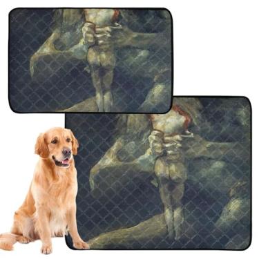 Imagem de TSENQUE Almofadas de xixi laváveis para cães Francisco Goya Saturno Devorador Filho para animais de estimação extragrande à prova de vazamento para cães, tapete impermeável para cercadinho para cães