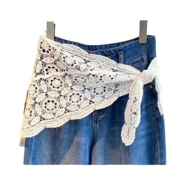 Imagem de Moda renda guarnição peido cortina oco fino ajuste mini saia bonita y2