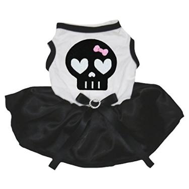 Imagem de Petitebella Roupa de cachorro vestido lindo esqueleto branco tutu preto (GG)
