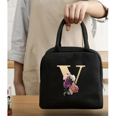 Imagem de Bolsa Térmica Portátil Para Trabalho e Escola Estampa com Letras (22 X 18,5 X 11,5 Cms) (V)