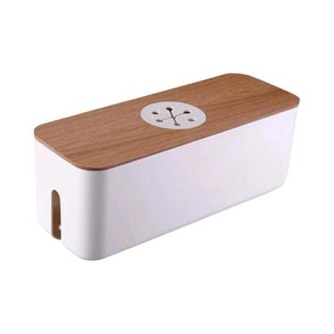 Imagem de Caixa De Armazenamento De Cabos De Madeira À Prova De Poeira Organizad