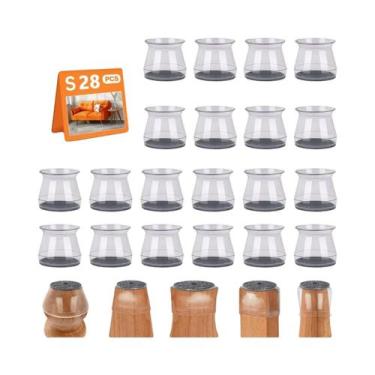 Imagem de 28 Peças Protetores De Pés De Cadeira De Silicone Para Pisos De Madeir