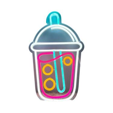 Imagem de Letreiro LED Para Chá Boba, Luz Neon Para Chá Com Leite, Decoração De 