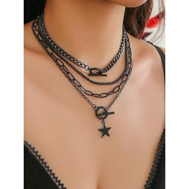 Imagem de Colar de enfeite de inspiração gótica para mulheres, pingente de corrente em camadas, design misterioso, joia com detalhes misteriosos, presentes de amizade, Medium, Latão, Sem Pedra Preciosa