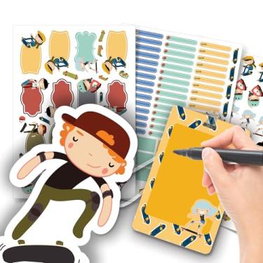 Imagem de Etiqueta Escolar Menino com TAG + Caneta (Skate, Etiquetas + 1 TAG de Mochila)