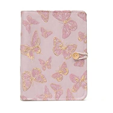 Imagem de WREWING A5 Caderno de flores bordado, caderno de encadernação de botão amarrado com corda, fichário recarregável com 6 anéis, papel de 180 páginas, fichários de planejador pessoal para uso diário e