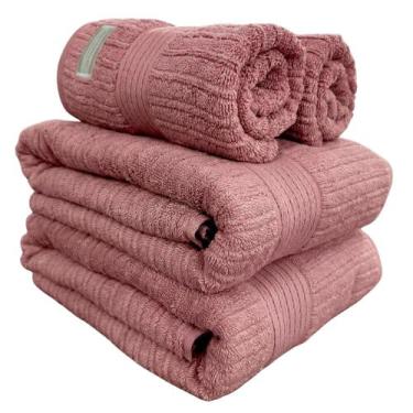 Imagem de Jogo De Toalha de Banho e Rosto Buddemeyer Fio Penteado Canelado 4pçs 