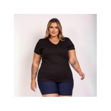 Imagem de Baby look gola v feminina básica 100% algodão - Pavin, Preto, P