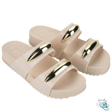 Imagem de Sandalia Chinelo Slide Papete Feminina Zaxy Metal Lançamento Novidade 