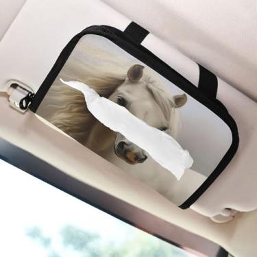 Imagem de SEHANY Suporte de lenços de carro Majestic Horse, caixa de lenços para carro, viseira solar, porta-guardanapos retangular, dispensador de máscara de carro, caixa de lenços de papel para automóveis
