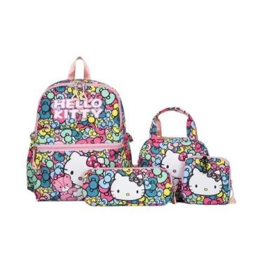 Imagem de Conjunto De Mochila Kuromi Hello Kitty 4 Peças Mochila Estojo De Lápis