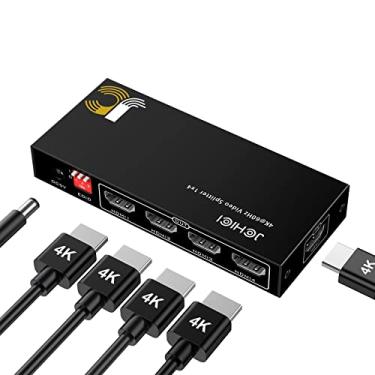 Imagem de HDMI Splitter 1 in 4 Out, JCHICI HDMI Splitter 4K@60Hz 4:4:4, HDMI Splitter for Dual Monitors, EDID Control, Compatible with Xbox PS4 Blu-Ray Player HDTV (1 Source onto 4 Displays)