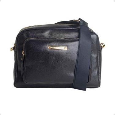 Imagem de Bolsa Couro Média Transversal Dayane Magalhães Preta - DM, Soft preto,