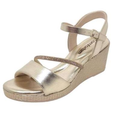 Imagem de Sandália Feminina Anabela Social Brilhante Comfortflex-Feminino