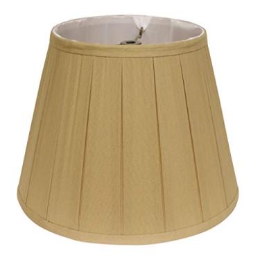 Imagem de Abajur elegante dourado macio para um ambiente aconchegante, design de prega de caixa, sala de estar ou quarto, 35 cm de diâmetro