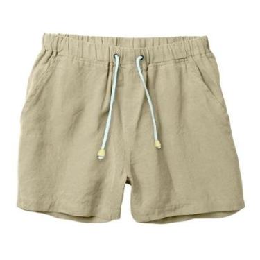 Imagem de Short de Linho Bermuda Com Cordão Masculina Moda Praia Luxo-Masculino