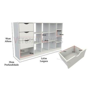 Imagem de Balcão Atendimento Armário Colmeia Horizontal M6 100% Mdf - VETORIAL M