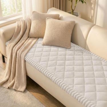 Imagem de Smiry Capa de sofá para animais de estimação, lavável, felpuda e antiderrapante, para 3 almofadas, capas de sofá macias que protegem contra animais de estimação (branca, 70 x 150 cm)