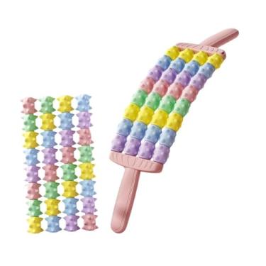 Imagem de UGPLM Rolo de Massagem Muscular Manual com 4 Fileiras de Rolos, Portátil, para Treino de Panturrilha e Costas, Rosa