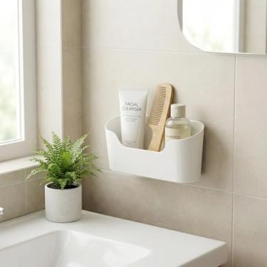 Imagem de Caixa de armazenamento de parede - organizador de porta de armário autoadesivo - plástico - cozinha, banheiro, escritório, quarto, geladeira