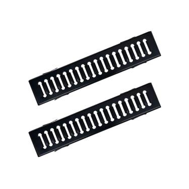 Imagem de Kit 2 Ralo Grelha Com Caixilho Aço Galvanizado Preto 10x50cm