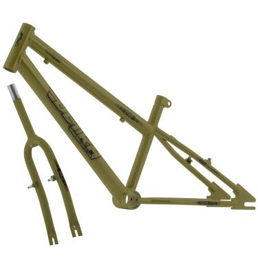 Imagem de Quadro Com Garfo em Aço Carbono Bicicleta Ultra Bike Rebaixado Aro 20 Verde Oliva Fosco