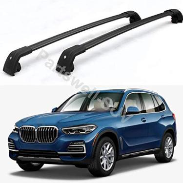 Imagem de YiXi-Partswell 2 peças de rack de teto travável barras transversais bagageiro alumínio adequado para BMW X5 G05 2019-2021 - preto
