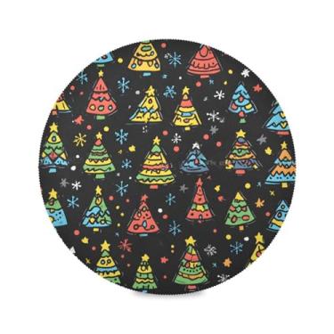 Imagem de STAYTOP Jogo americano redondo feliz ano novo e árvore de Natal, 6 peças, tapetes de mesa antiderrapantes fáceis de limpar para casa, cozinha, churrasco, festa, decoração de mesa
