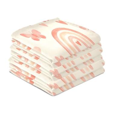 Imagem de Wassud Butterflies Rinbows Toalhas de prato de cozinha pacote com 6 panos de prato macios com laço para pendurar toalha de mão super absorvente de secagem rápida toalhas de chá de mesa decorativas 71