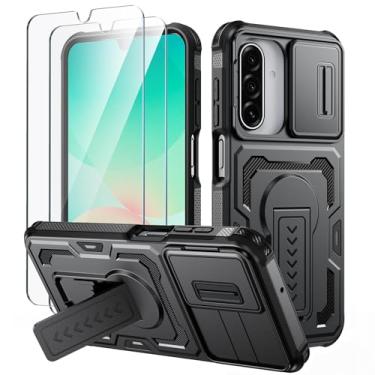 Imagem de Lanhiem Capa para Samsung Galaxy A17 5G / A26 5G / A16 5G 4G com 2 protetores de tela HD, capa deslizante para câmera, capa à prova de choque de nível militar com suporte e proteção de camada dupla