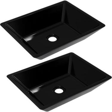 Imagem de Kit 02 Cubas De Apoio Banheiro Lavabo C01 Rt45 Preto - LYAM DECOR