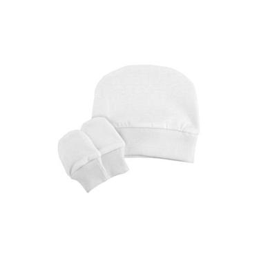 Imagem de Kit Touca e Luvas para Recém Nascido Bublim, Branco