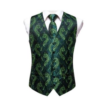 Imagem de Conjunto Masculino De Colete De Seda, Gravata, Lenço De Bolso E Abotoa