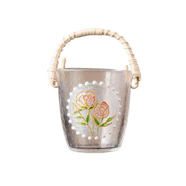 Imagem de Cesta de frutas transparente com alça de videira japonesa para utensílios domésticos frescos - rosas