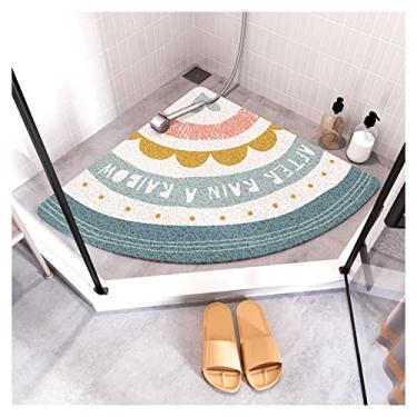 Imagem de Tapetes de banheira confortáveis antiderrapantes com dreno macio texturizado em forma de leque tapete de chuveiro PVC bucha tapetes de chuveiro C (A)
