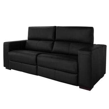Imagem de Sofá Reclinável Automático 190 cm Sala de Estar Rene Modern Couro Preto - Gran Belo