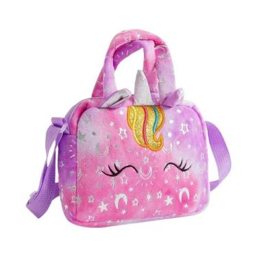 Imagem de Bolsa De Ombro De Pelúcia Unicórnio Tie-Dye Para Bebês, Linda E Colori