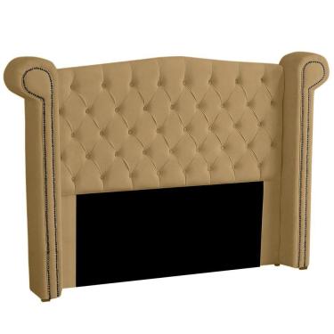 Imagem de Cabeceira Casal Queen Size Estofada Para Cama Box Ayla Veludo Cor Bege Médio