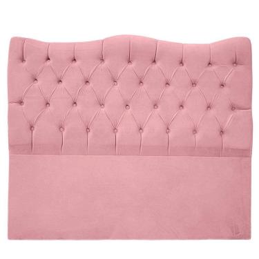 Imagem de Cabeceira Casal Para Cama Box Estofada Dunas Veludo Cor Rosa Bebe