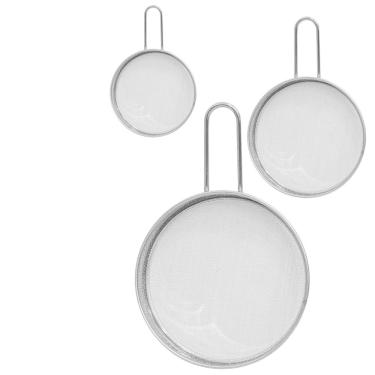 Imagem de Jogo de Peneira Peneirinha Coador Inox para Cozinha 3 Peças