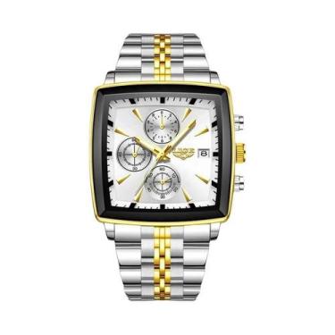 Imagem de Relógio Masculino Luxuoso Azul LIGE À Prova d'Água Em Aço Inoxidável Q